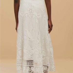 FARM Rio Swan Lake Guipure Midi Skirt